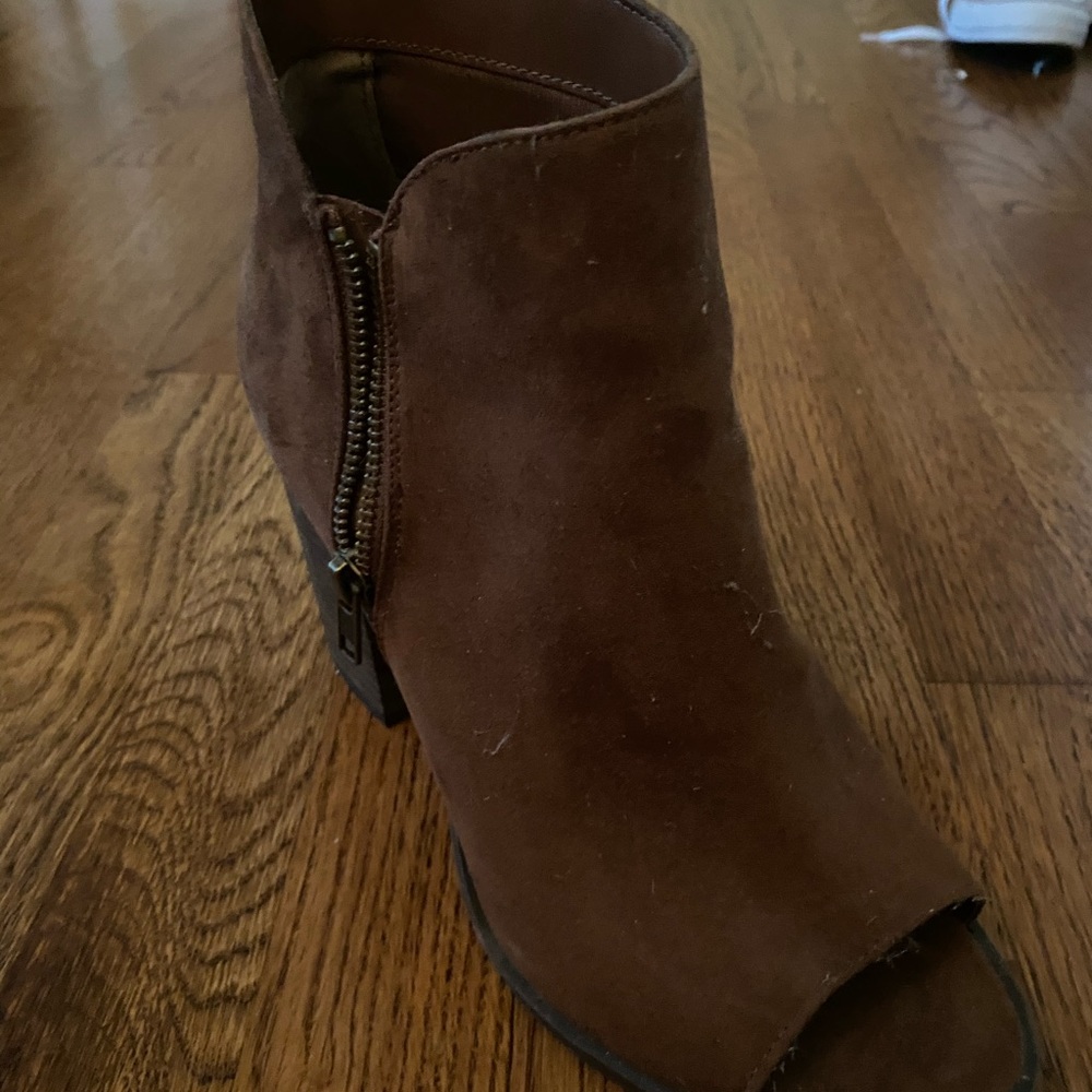 Suede open toe bootie